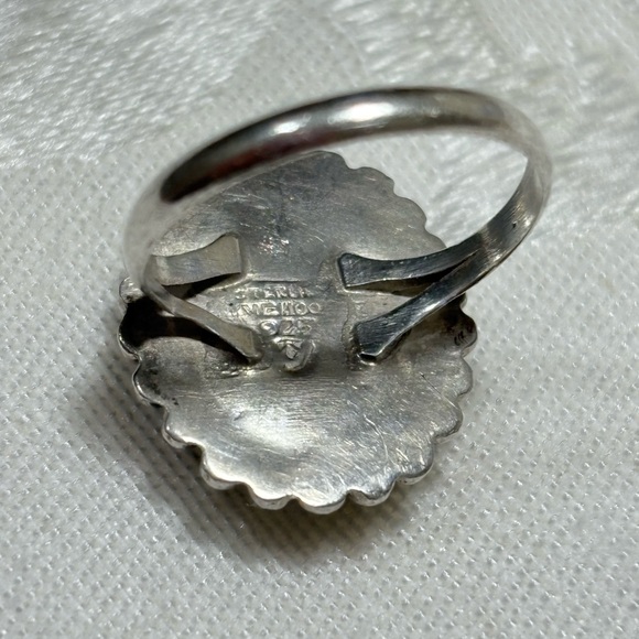 Vtg Sterling Silver Green Onyx Artisan Ring - Picture 5 of 7